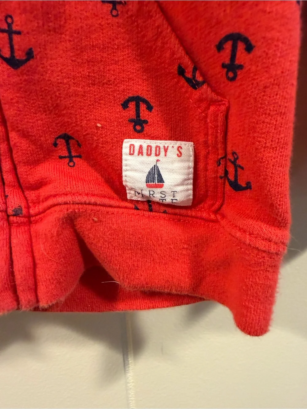 Carter's Red Hoodie with Navy Anchor Print